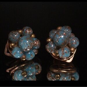 Vintage 1970's Venetian murano milifiori clip on Earrings